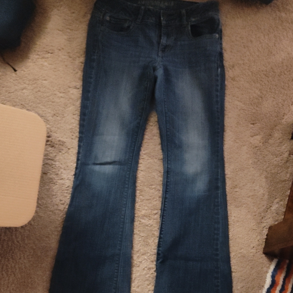 American Eagle Blue Flare Wide Leg Jeans